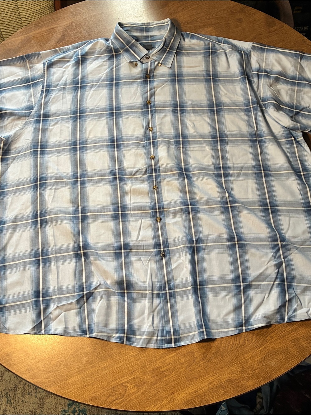 Harbor Bay 4xl Plaid Button Up Short Sleeve Shirt Blue Casual